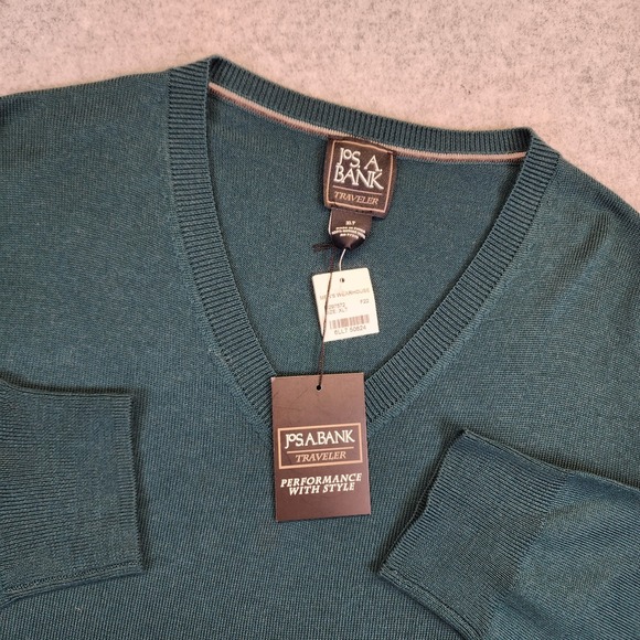 Jos. A. Bank Other - Jos A Bank Traveler‎ Mens XLT 100% Merino Wool V Neck Green Sweater Classic